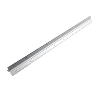 Imagem de Régua de engenharia em escala triangular de 30 cm de alumínio Honbay 1:20, 1:25, 1:50, 1:75, 1:100, 1:150, Prata