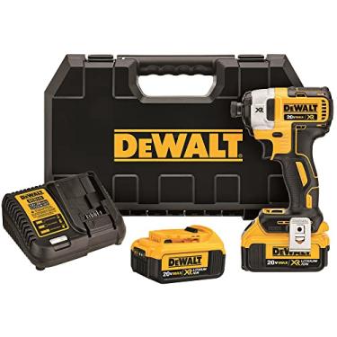 Imagem de DEWALT Kit de driver de impacto XR 20V MAX* XR, sem escova, 3 velocidades, 1/4 polegadas, 4,0-Ah (DCF887M2)