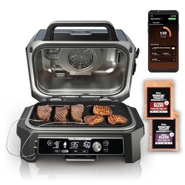 Imagem de Ninja OG951 Woodfire Pro Connect Premium XL churrasqueira e defumador ao ar livre, Bluetooth, habilitado para aplicativo, Master Grill 7 em 1, defumador de churrasco, fritadeira a ar livre, tecnologia
