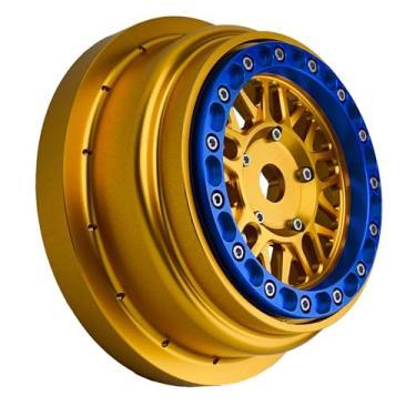 Imagem de BeaxTurbo Racing Upgrade Parts CNC Aluminum Bead Lock Wheel for Losi Super Baja Rey SBR 2.0 1/6 1pcs Gold (Gold-Blue)