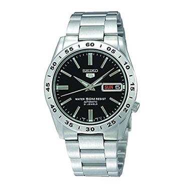 Imagem de SEIKO Relógio masculino 5 Five Automatic Day-Date Japan SNKE01J1, Preto, Moderno
