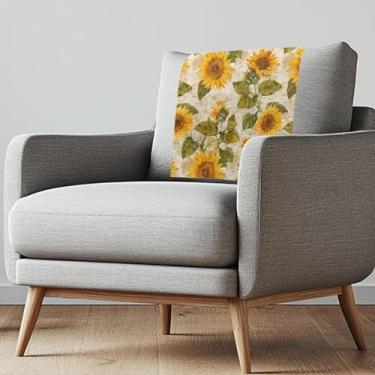 Imagem de LVEWYB Capa de girassol para poltronas reclináveis antiderrapantes para poltronas reclináveis, capas de encosto de cabeça, protetor de cabeça resistente com pregos de fixação