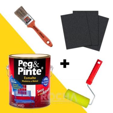 Imagem de Tinta Esmalte Madeira Metal Peg Pinte 900ml + Lixa + Rolo - Eucatex, A