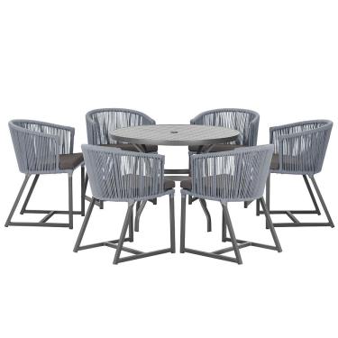 Imagem de Mesa com 6 Cadeiras de Jantar Roma 120cm e Noronha em Alumínio