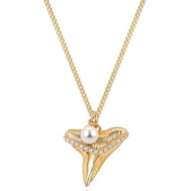 Imagem de MEVECCO Colar com pingente de concha de ouro delicado para mulheres, colar banhado a ouro 18 K, boêmio, feito à mão, verão, praia, joias, Sem Pedra Preciosa