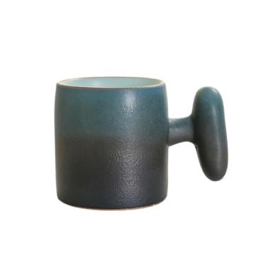 Imagem de Xícara de chá pequena de cerâmica grossa de 80 ml com alça, conjunto de chá kung fu de cerâmica vintage japonesa - mudança gradual preto e azul