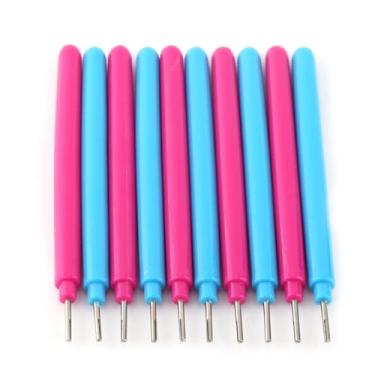 Imagem de Long -Lived Paper Quilling -Tools Redondo Plástico Manuseio de Metal Agulha Com Fenda DIY Craftismo Caneta para o álbum de Fotos Artesanato DIY Plastic Rose Red & Blue 10pcs