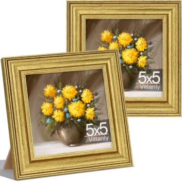 Imagem de Vittanly Conjunto de 2 porta-retratos 12 x 12, moldura vintage ornamentada para parede ou mesa, exiba fotos 12 x 12 sem tapete, ouro rústico