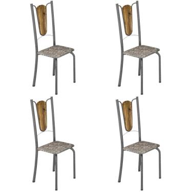 Imagem de Kit 4 Cadeiras Tubulares Júlia Soma Móveis Prata/cisal