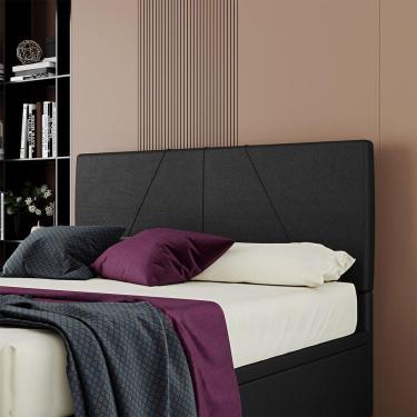 Imagem de Cabeceira Estofada Casal King Size 195 Cm Júpiter Corino Skybox Preto