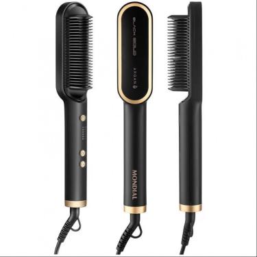 Imagem de Escova Alisadora Black Gold Argan Ea06 Cabo Giratório 230c Mondial Dourado Com Preto Bivolt