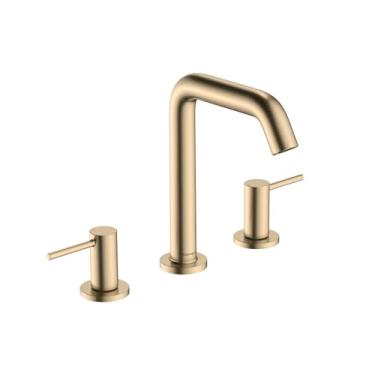 Imagem de hansgrohe Tecturis S Torneira moderna para pia de banheiro com 2 alças de 3 furos de altura em bronze escovado, 73332141