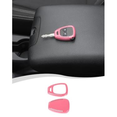 Imagem de Hoolcar Capa de porta-chaves com controle remoto para Jeep Wrangler JK JKU 2007-2017, para Jeep Compass 2008-2016, para Jeep Patriot 2011-2016, rosa