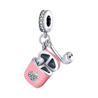 Imagem de Contas De Vidro Murano Rosa Pingente De Prata Para Pulseira Colar Joia