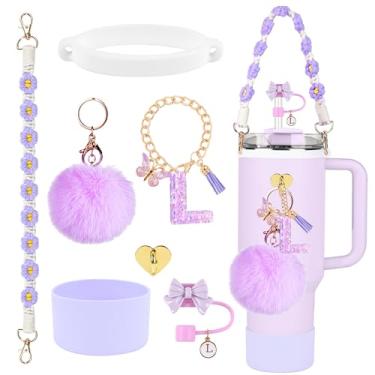 Imagem de QUNNDY Conjunto De Acessórios Para Copos Stanley, Canudo Com Laço 10 Mm, Bota Silicone, Alça Garrafa Água, Pingentes Letras Tampa 40 Oz 30 (C)