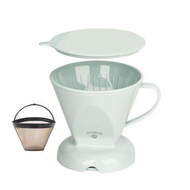 Imagem de CPUNIVS Coador De Café Com Filtro Reutilizável Nº 4, Infusor Chá Para Folhas Soltas, Grande, 18 Oz, Sem Bpa, Lavável Na Máquina Lavar Louça (Azul-Celeste)