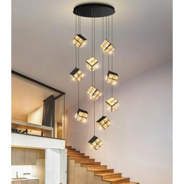 Imagem de dolria Lustre De Cristal 118'' Para Corredor, Luminária Pendente Moderna Led Com Ajuste Intensidade, Entrada