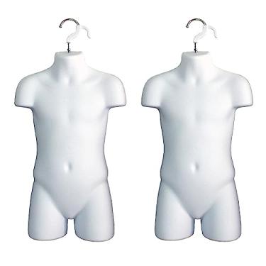Imagem de DisplayTown - 2 Conjuntos De Manequim Infantil Branco Com Costas Vazadas E Empilhável Gancho Para Pendurar Camisetas, Bancada, Feiras Artesanato, Fotos Design, Tamanho 5T-7