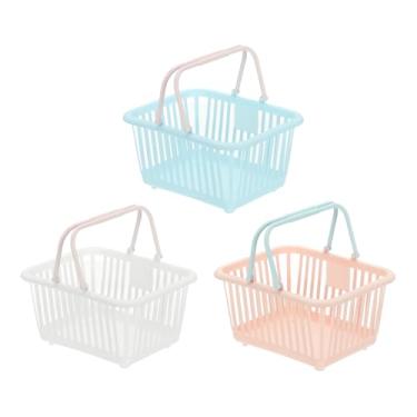 Imagem de PATIKIL 3 peças pequenas cesta de plástico, mini cesta de armazenamento de mercearia pequenas cestas de compras com alças organizador de água filtrada para organizar brinquedos, ovos, frutas, legumes