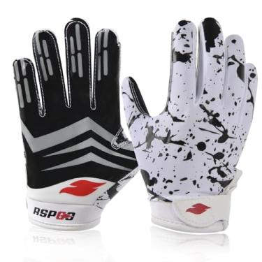 Imagem de RSPGO Luvas De Futebol Infantil, Silicone Com Aderência Aprimorada Para Jovens, Wide Receivers, Melhorias Gado Frísio, Tamanho M/G