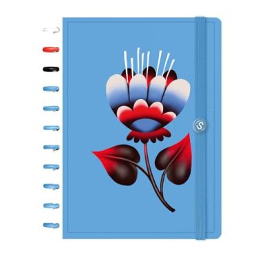 Imagem de Caderno de Disco ISCOOL Grande Flore(Ser) Íris Azul Claro