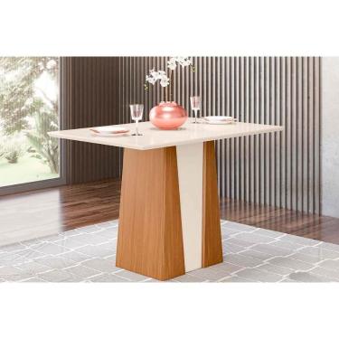 Imagem de Mesa de Sala Jantar de Jantar Orus c/ Tampo Madeirado 120x80cm Nature/Nature-Off White - Henn