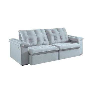 Imagem de Sofá 4 Lugares Retrátil e Reclinável Itaguaí com USB Veludo Cinza 250 