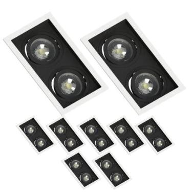 Imagem de 9 Spot Duplo Embutir Recuado Branco e Preto PAR20 E27 - SAVE ENERGY