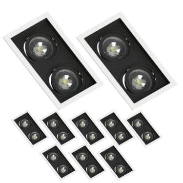 Imagem de 10 Spot Duplo Embutir Recuado Branco e Preto PAR20 E27 - SAVE ENERGY