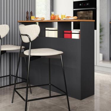 Imagem de Mesa Bancada Balcão Ilha para Cozinha com 3 Portas e Nichos Divisor de Ambiente Veneza  Cinza