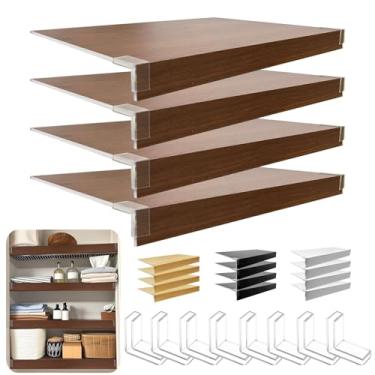 Imagem de KHASIM Capa de prateleira de arame, capas de rack de arame para despensa, 4 peças de forro de prateleira de madeira sintética de PVC, 40,6 x 30,6 cm de espessura para organização de casa e cozinha