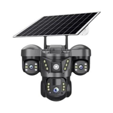 Imagem de Câmera Solar 15MP 4G Externa 3 Lentes Zoom 10X Detecção PIR À Prova D'
