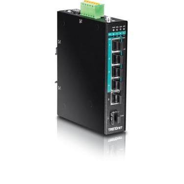 Imagem de TRENDnet — Interruptor de trilho DIN gerenciado de 6 portas Gigabit industrial Poe+ Layer 2, classificação IP30, 120 W Power Budget, TI-PG541i