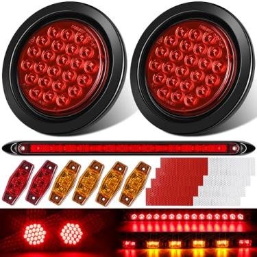 Imagem de RONSTA Kit de luzes de reboque de LED redondas de 10 cm com barra de luz e fiação, 2 peças de luzes de freio à prova d'água para barco, trailer, caminhão, snowmobile