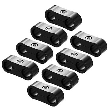 Imagem de X AUTOHAUX 8 peças adaptador de encaixe de braçadeira separadora de mangueira para carro AN4 para mangueira de combustível de 1/4 linha de freio de linha de combustível de liga de alumínio, divisor de montagem de linha de combustível preto