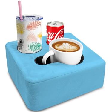 Imagem de Almofada de suporte de copo de sofá, bandeja de suporte de copo de sofá Nisdoing Mantenha as bebidas ao alcance da mão e mantenha a temperatura, evite derramamentos e use em qualquer lugar. Suporte de