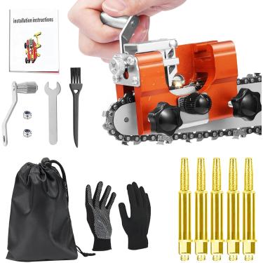 Imagem de NINGHW Afiador De Motosserra, Ferramenta De Afiação De Motosserra Atualizada, Kit De Afiação De Motosserra Manual Com 10 Brocas De Alta Dureza, Luvas, Bolsa E Escova, Gabarito De Afiação De Lâmina D