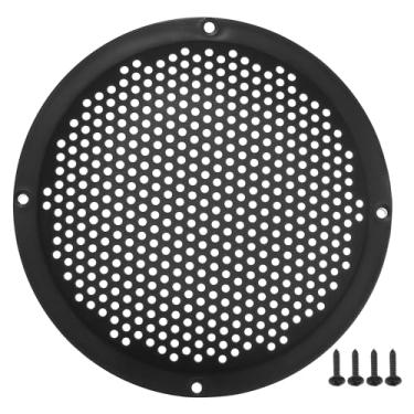 Imagem de ACROPIX Capa universal de grade de alto-falante de carro de 15 cm redonda de malha para alto-falante de áudio de 15 polegadas capa protetora de subwoofer com parafusos de montagem preto - Pacote com 1