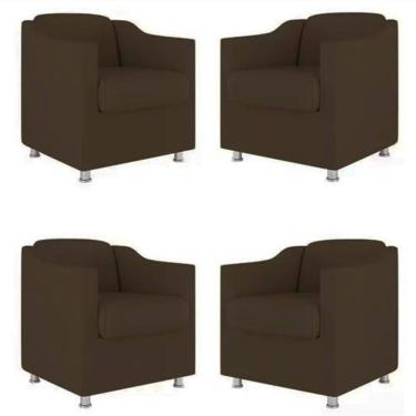 Imagem de Kit 4 Poltronas Bia Decorativa Reforçada Recepção Clinica Salão Sala De Estar Suede