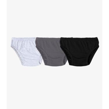 Imagem de Kit 3 Cuecas Slip Infantil Em Algodão Select Preto, Preto, 10