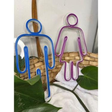 Imagem de Placa de sinalização de banheiros masculino/feminino em Led neon - NoB