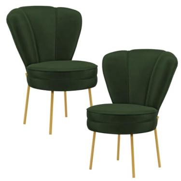 Imagem de Kit 2 Cadeiras Estofadas para Sala de Jantar Moderna Cozinha Pés de Ferro Reforçado MOBLAN decor (Verde Musgo)