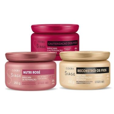 Imagem de Eudora Kit Máscara Capilar Siàge: Cauterização, Reconstrução e Nutrição dos Fios 250g + Nutri Rosé