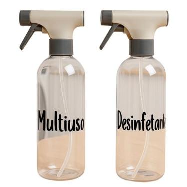 Imagem de Kit 2 Borrifador Spray Multiuso Manual Limpeza 500ml C/ Etiquetas - Ou