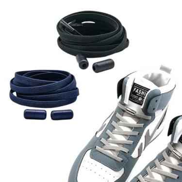 Imagem de Cadarço Cordão Elástico Com Fecho De Rosquear Sem Amarrar 2 Pares - Ca