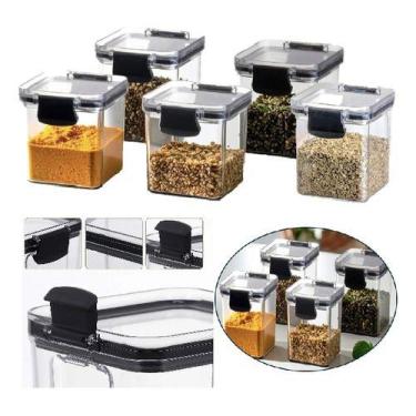 Imagem de Kit 05 Porta Tempero Pote Hermético 260ml Cozinha Empilhável - Plasnor