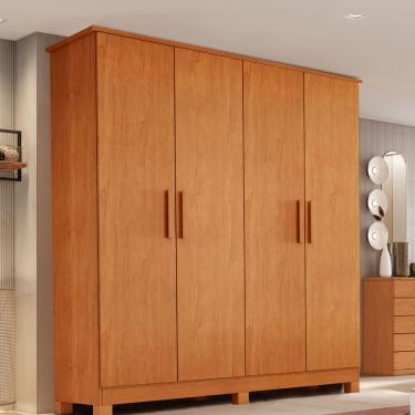 Imagem de Guarda Roupa Solteiro 4 Portas com Pés em MDF Nina Bianchi - Nature