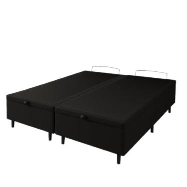 Imagem de Cama Box Bau King Preta Suede 1,93cm Premium Blindada Super Reforçada