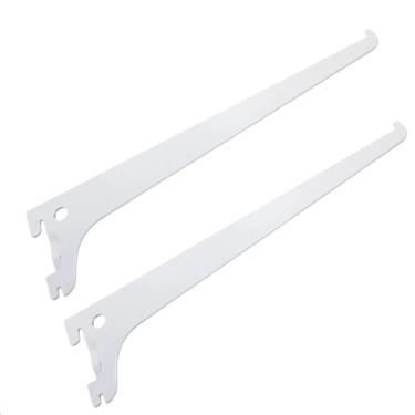 Imagem de Suporte 30 cm para Trilho Cremalheira Branco – Kit 2 Unidades para Prateleiras de Vidro ou Madeira