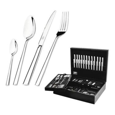 Imagem de Faqueiro mykonos 130 peças hercules estojo madeira 4000-130